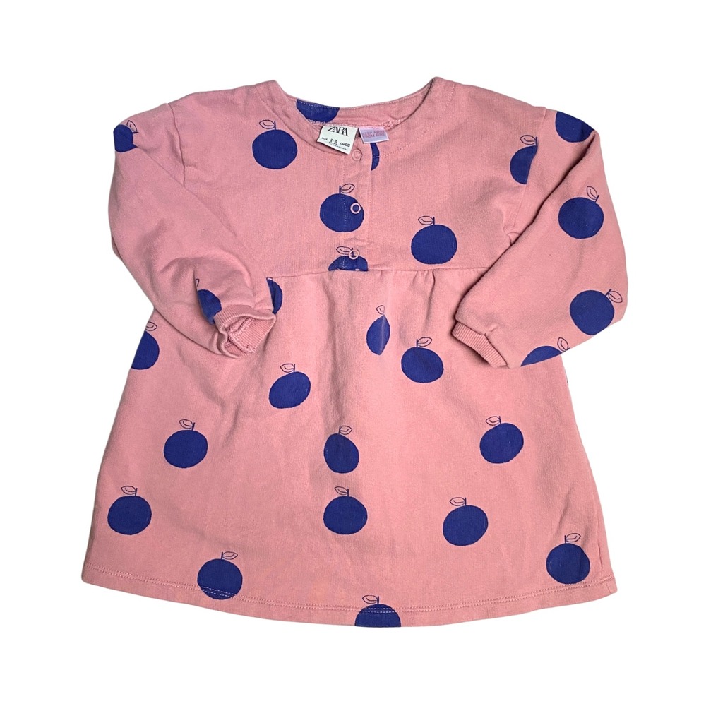 Zara Kids - 2/3 Years - Dress Long Sleeve Apples Casual Outfit